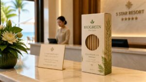 Hộp ống hút nhựa sinh học BIOGREEN cao cấp tại resort Phú Quốc