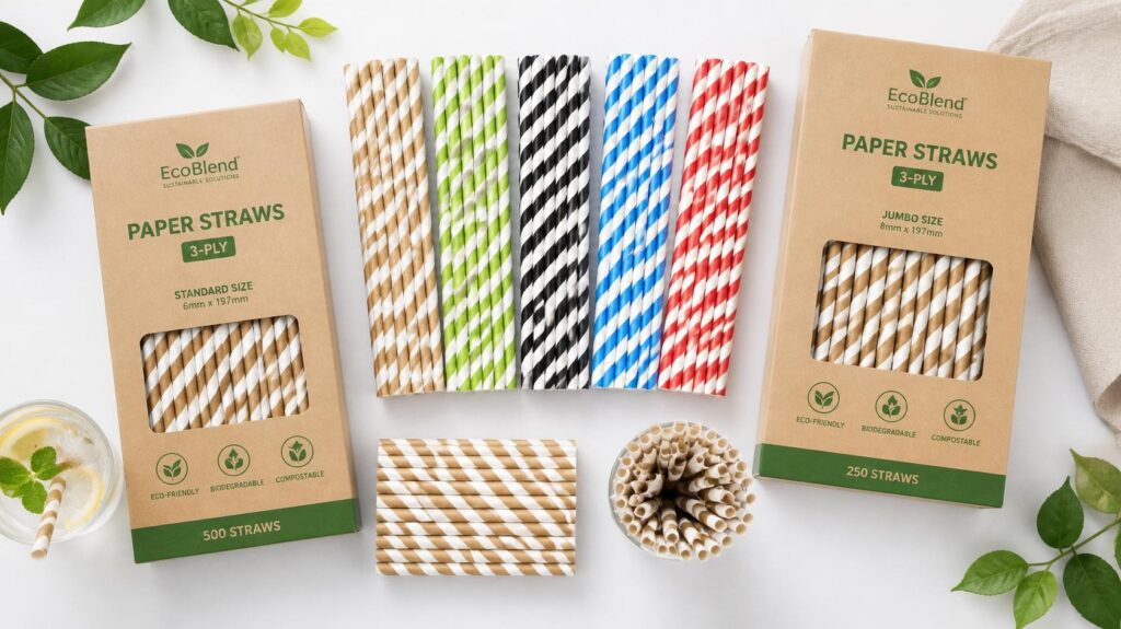Bulk wholesale 3-ply compostable paper straws designed for Brisbane venues