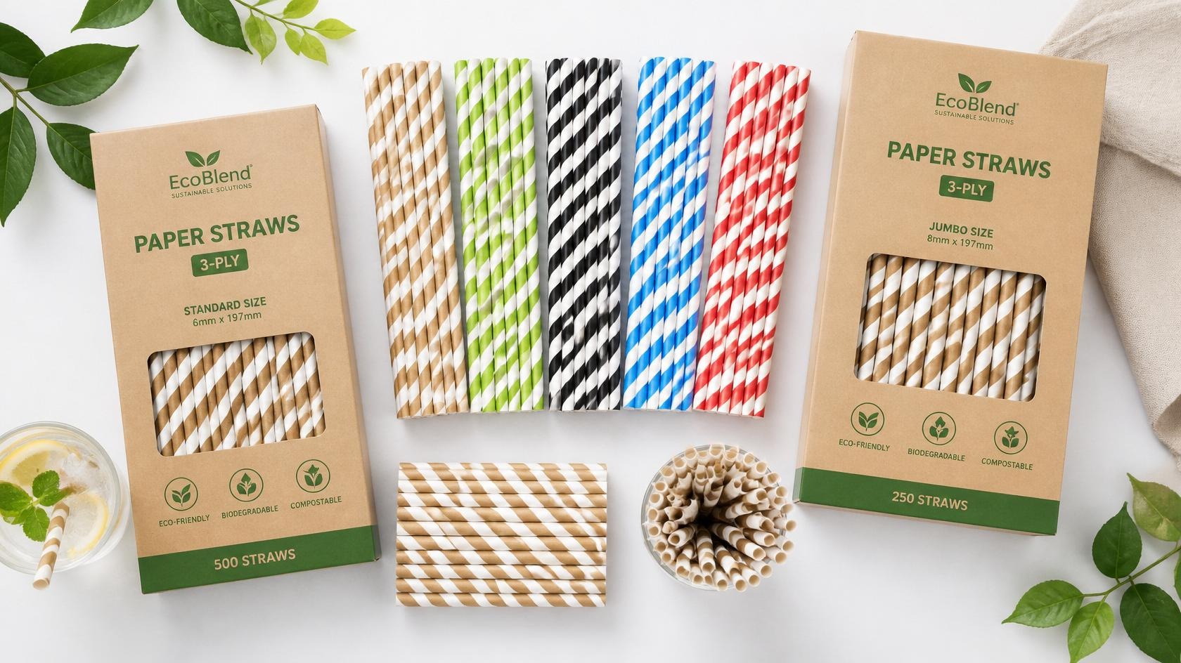 Bulk wholesale 3-ply compostable paper straws designed for Brisbane venues