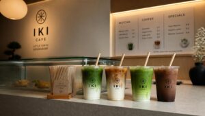 Modern Japanese specialty café in Little Tokyo, Düsseldorf serving drinks with paper straws
