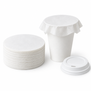 Xấp giấy chống tràn 13cm và ly giấy có giấy chống tràn - ảnh minh họa